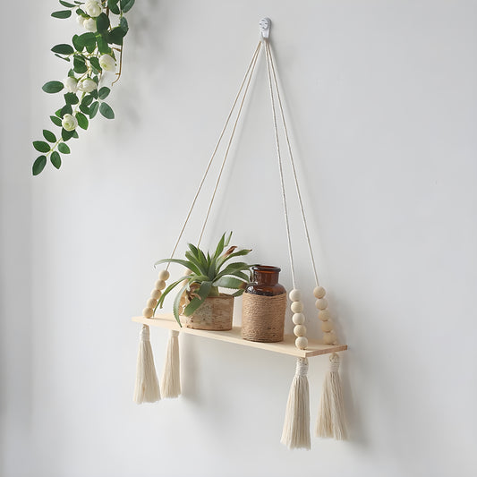 Bohemian Macrame Hanging Wall Shelf